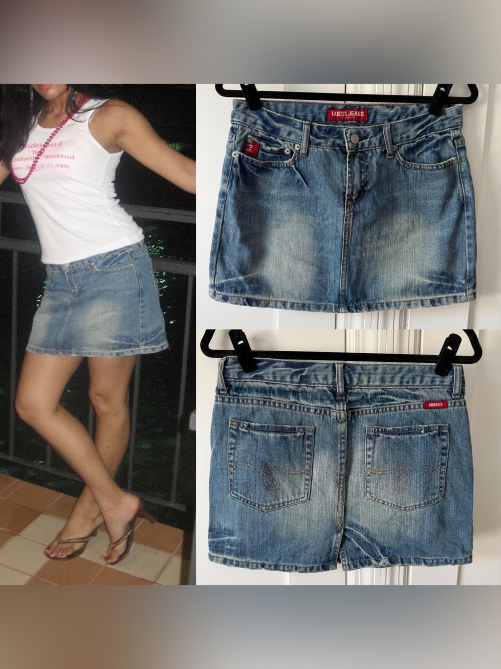 Guess Jeans Y2K Denim Cotton Mini Skirt Blue Light Wash Sz 28